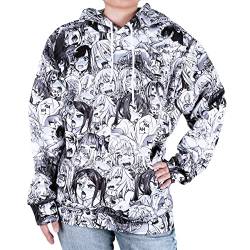 CoolChange Ahegao Kapuzenpullover mit Reißverschluss | Manga Hoodie | Schwarz/Weiß | Größe: M von CoolChange