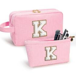 CoolDuffle Kosmetiktaschen für Damen, Pink, Buchstabe K von CoolDuffle