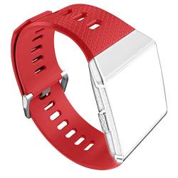 CoolGadget Armband kompatibel mit Fitbit Ionic aus Silikon, [Flexibles Sport Fitness Uhren Band], Damen und Herren - Rot von CoolGadget