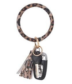 Coolcos Schlüsselanhänger-Armbänder mit großem Kreis, Leder-Quaste, Geschenk für Frauen, (Leopard Gepard), X-Large von Coolcos
