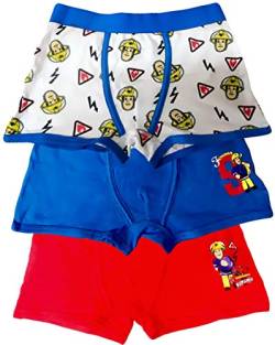 Coole-Fun-T-Shirts 3X Jungen Boxershorts Unterhosen, kompatibel zu FEUERWEHRMANN SAM MEGAPACK Set Kinderslips Schlüpfer Unterwäsche Gr.122/128 (122/128) von Coole-Fun-T-Shirts