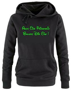 Coole-Fun-T-Shirts Auch eine Prinzessin ballert Dir eine ! Damen - Mädchen Geburtstag Hoodie Sweatshirt mit Kapuze Black-Green, Gr.L von Coole-Fun-T-Shirts