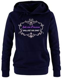 Coole-Fun-T-Shirts Auch eine Prinzessin ballert Dir eine ! Damen - Mädchen Geburtstag Hoodie Sweatshirt mit Kapuze Navy, Gr.S von Coole-Fun-T-Shirts