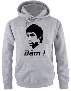 Coole Fun T-Shirts BÄM in Your FACE Bruce Lee Kapuzensweater, hellgrau/schwarz, Grösse: M von Coole-Fun-T-Shirts