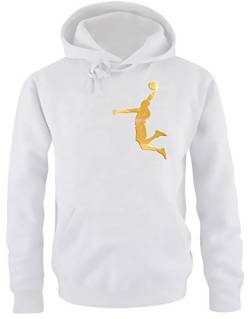 Coole-Fun-T-Shirts Dunk Basketball Slam Dunkin Erwachsenen Sweatshirt mit Kapuze Hoodie Weiss-Gold, Gr.M von Coole-Fun-T-Shirts