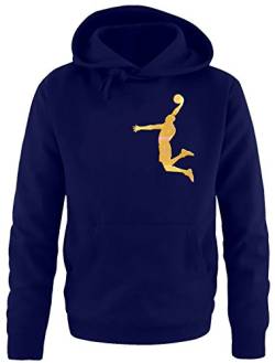 Coole-Fun-T-Shirts Dunk Basketball Slam Dunkin Kinder Sweatshirt mit Kapuze Hoodie Navy-Gold, Gr.140cm von Coole-Fun-T-Shirts