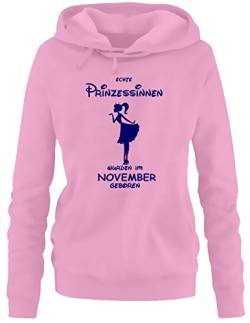 Coole-Fun-T-Shirts Echte Prinzessinnen wurden im November geboren ! Damen - Mädchen Geburtstag Hoodie Sweatshirt mit Kapuze PINK, Gr.L von Coole-Fun-T-Shirts