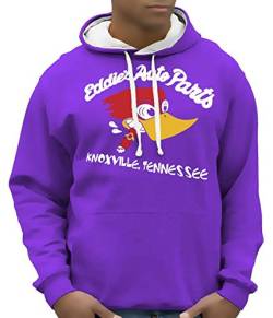 Coole-Fun-T-Shirts Eddies Auto Parts Knoxville BI Color Hoodie - Sweatshirt mit Kapuze BI Color Violett-Gray Gr.XL von Coole-Fun-T-Shirts