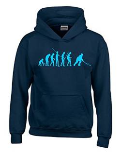 Coole-Fun-T-Shirts Eishockey Evolution Kinder Sweatshirt mit Kapuze Hoodie Navy-Sky, Gr.164cm von Coole-Fun-T-Shirts