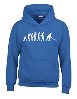 Coole-Fun-T-Shirts Eishockey Evolution Kinder Sweatshirt mit Kapuze Hoodie blau-Weiss, Gr.164cm von Coole-Fun-T-Shirts