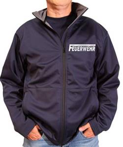 Coole-Fun-T-Shirts Feuerwehr Softshell Jacke MIT Wunschname ohne Kapuze für Herren mit reflektierendem Druck vorne + hinten S M L XL 2XL 3XL FF BF Personalisiert (L) von Coole-Fun-T-Shirts