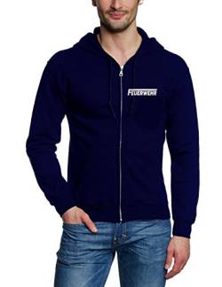 Coole-Fun-T-Shirts Feuerwehr Sweatshirtjacke Jacke mit Kapuze reflektierender Druck vorne + hinten Navy Gr.S von Coole-Fun-T-Shirts