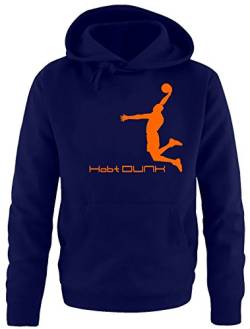 Coole-Fun-T-Shirts Habt Dunk Basketball Slam Dunkin Erwachsenen Sweatshirt mit Kapuze Hoodie Navy-orange, Gr.XXL von Coole-Fun-T-Shirts