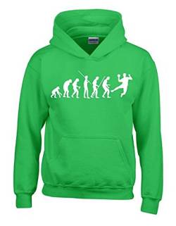 Coole-Fun-T-Shirts Handball Evolution Kinder Sweatshirt mit Kapuze Hoodie Green-Weiss, Gr.152cm von Coole-Fun-T-Shirts