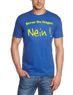 Coole-Fun-T-Shirts Herren Bevor du fragst: Nein T-Shirt, Blau (blau-gelb), X-Large von Coole-Fun-T-Shirts