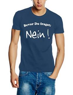 Coole-Fun-T-Shirts Herren Bevor du fragst: Nein T-Shirt, Blau (stoneblue-Weiss), XX-Large von Coole-Fun-T-Shirts