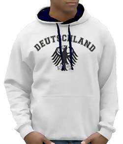 Coole-Fun-T-Shirts Herren Sweatshirt Deutschland Adler Bico Hoodie mit Kapuze, Weiß, L, 10879 von Coole-Fun-T-Shirts