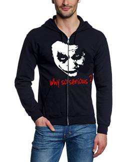 Coole-Fun-T-Shirts Herren Sweatshirtjacke Why So Serious Joker Zipper Hoodie mit Kapuze Sweatshirt, Schwarz, L von Coole-Fun-T-Shirts