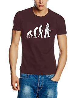 Coole-Fun-T-Shirts Herren T-Shirt Robot Evolution Big Bang Theory!, braun-Weiss, L, 10845 von Coole-Fun-T-Shirts