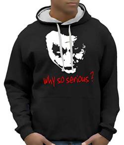 Coole-Fun-T-Shirts Herren Why So Serious Joker Bico Hoodie mit Kapuze Sweatshirt, Schwarz, L von Coole-Fun-T-Shirts