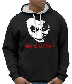 Coole-Fun-T-Shirts Herren Why So Serious Joker Bico Hoodie mit Kapuze Sweatshirt, Schwarz, M von Coole-Fun-T-Shirts