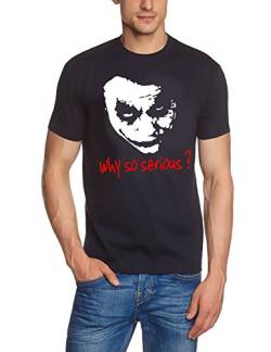 Coole-Fun-T-Shirts Herren Why So Serious Joker T-Shirt, Dunkelblau, L von Coole-Fun-T-Shirts