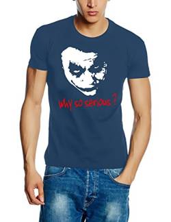 Coole-Fun-T-Shirts Herren Why So Serious Joker T-Shirt, Stoneblue, L von Coole-Fun-T-Shirts