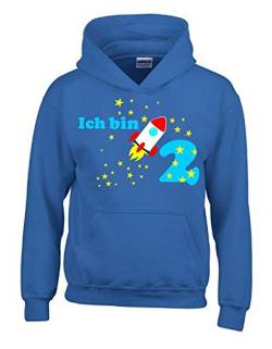 Coole-Fun-T-Shirts Ich Bin 5 Jahre ! - Kinder Geburtstag Rakete Sweatshirt mit Kapuze Hoodie Jungs Birthday blau, Gr.116cm von Coole-Fun-T-Shirts