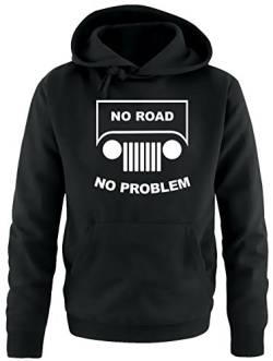 Coole-Fun-T-Shirts NO Road - NO Problem ! SUV GELÄNDEWAGEN Offroad Sweatshirt mit Kapuze Hoodie schwarz-Weiss Gr.4XL von Coole-Fun-T-Shirts