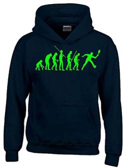 Coole-Fun-T-Shirts Tennis Evolution Kinder Sweatshirt mit Kapuze Hoodie schwarz-Green, Gr.128cm von Coole-Fun-T-Shirts