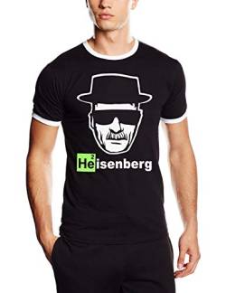 Coole-Fun-T-Shirts Uni Heisenberg Head Logo T-Shirt, Schwarz, XXL von Coole-Fun-T-Shirts