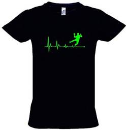 Handball Herzschlag ! T-Shirt schwarz-Green Gr.152 cm von Coole-Fun-T-Shirts