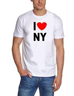 I love NY weiss - T-SHIRT, GR.XXL von Coole-Fun-T-Shirts