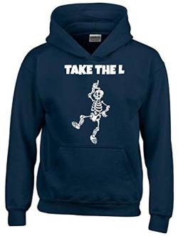 TAKE The L Dabbing Skelett 2C Hoodie Sweatshirt mit Kapuze Navy Gr.140 cm von Coole-Fun-T-Shirts