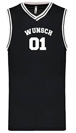 Wunschnummer + Name Basketball University Trikot Tank Shirt Navy Black White S M L XL XXL 3XL Teamshirt Personalisierbar (Black-White, S) von Coole-Fun-T-Shirts