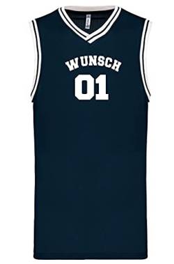 Wunschnummer + Name Basketball University Trikot Tank Shirt Navy Black White S M L XL XXL 3XL Teamshirt Personalisierbar (Navy-Navy, XXL) von Coole-Fun-T-Shirts