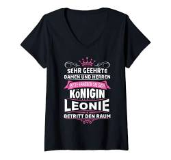 Damen Leonie Vorname Königin Geschenk Name Lustiger Spruch Witz T-Shirt mit V-Ausschnitt von Coole Vorname Geschenke & Outfits
