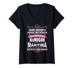 Damen Martina Vorname Königin Name Lustiger Spruch Witz T-Shirt mit V-Ausschnitt von Coole Vorname Geschenke & Outfits