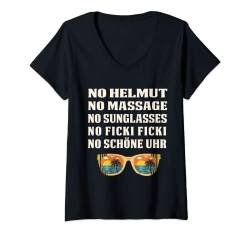 Damen Funny No Helmut Malle Mallorca T-Shirt mit V-Ausschnitt von Coole freche Sprüche Fun Shirt Factory