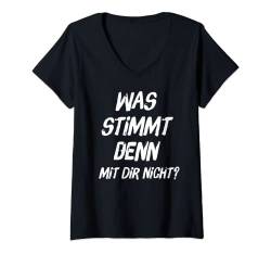 Damen Was ist nicht richtig mit Ihnen T-Shirt mit V-Ausschnitt von Coole freche Sprüche Fun Shirt Factory