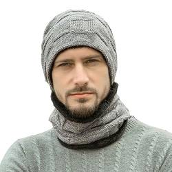 Cooleep Herren Beanie Winter Mütze Schal Set Thermo Wintermütze Strickmützen für Herren & Damen von Cooleep