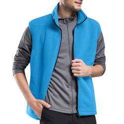 Cooleep Herren Fleece Weste Outdoor Ärmellose Fleecejacke Fleeceweste für Herren Warme Gilet mit Taschen Reißverschluss Blau M von Cooleep