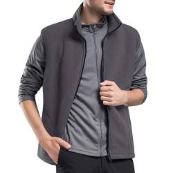 Cooleep Herren Fleece Weste Outdoor Ärmellose Fleecejacke Fleeceweste für Herren Warme Gilet mit Taschen Reißverschluss Grau L von Cooleep