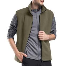 Cooleep Herren Fleece Weste Outdoor Ärmellose Fleecejacke Fleeceweste für Herren Warme Gilet mit Taschen Reißverschluss Grün XL von Cooleep