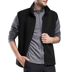 Cooleep Herren Fleece Weste Outdoor Ärmellose Fleecejacke Fleeceweste für Herren Warme Gilet mit Taschen Reißverschluss Schwarz XL von Cooleep