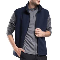 Cooleep Herren Fleece Weste Outdoor Ärmellose Fleecejacke Fleeceweste für Herren Warme Gilet mit Taschen Reißverschluss Tiefblau L von Cooleep