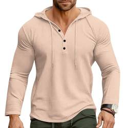 Cooleep Herren Kapuzenpullover Hoodie Langarm Sweatshirt Langarmshirt Hoody für Männer Mit Kapuze Beige L von Cooleep