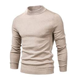 Cooleep Pullover für Herren Solid Rollkragen Warmer Pullover Winter Basic Turtleneck Herren Beige XL von Cooleep