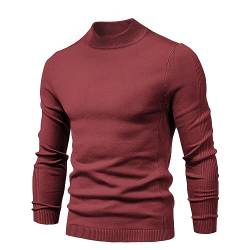 Cooleep Pullover für Herren Solid Rollkragen Warmer Pullover Winter Basic Turtleneck Herren Rot L von Cooleep
