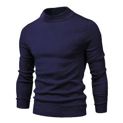Cooleep Pullover für Herren Solid Rollkragen Warmer Pullover Winter Basic Turtleneck Herren Tiefblau XL von Cooleep